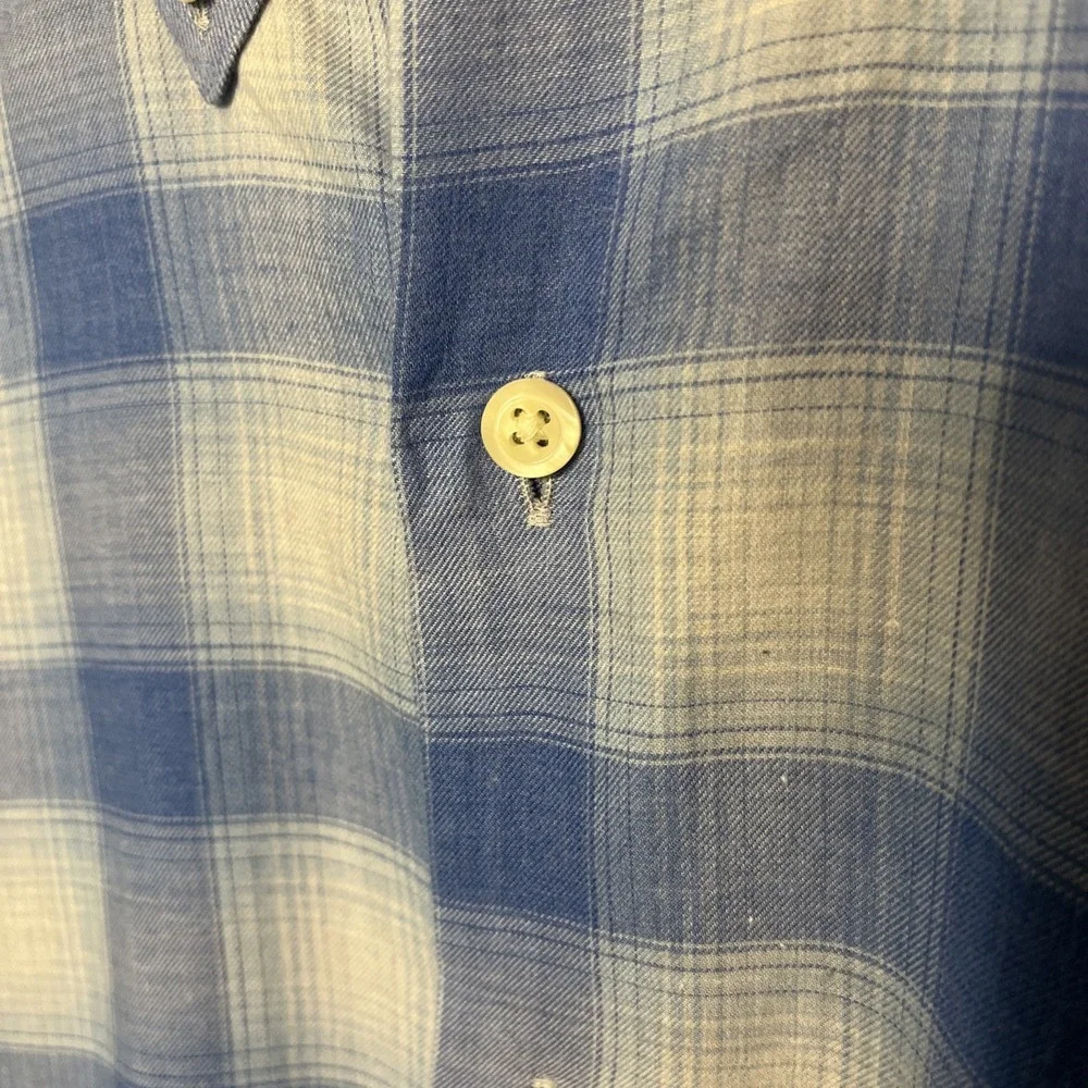 Peter Millar Shirt Men's XL Blue Check Crown Cotton Long Sleeve Button Up Office